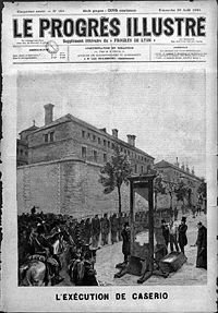 Capa do Le Progress Ilustré mostrando a execução de Sante Caserio.
