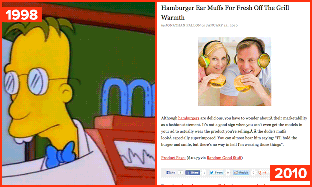 7. Em 1998, o Professor Fink fez protetores de orelha de hambúrguer.