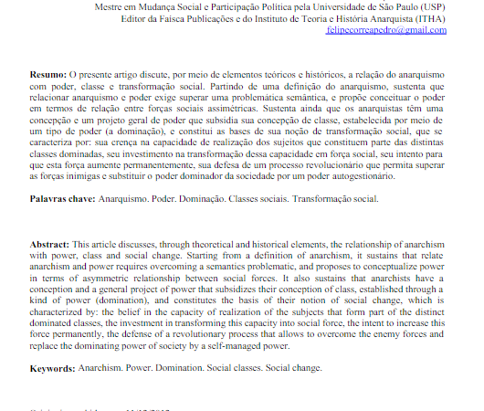 Anarquismo, poder, classe e transformação social