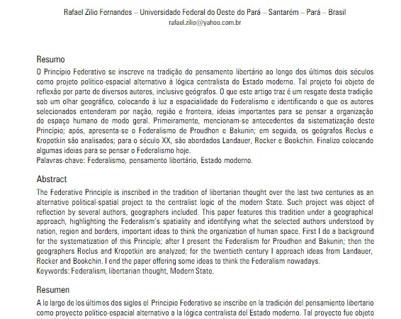 O Princípio Federativo: Um projeto político-espacial alternativo à lógica do Estado moderno!